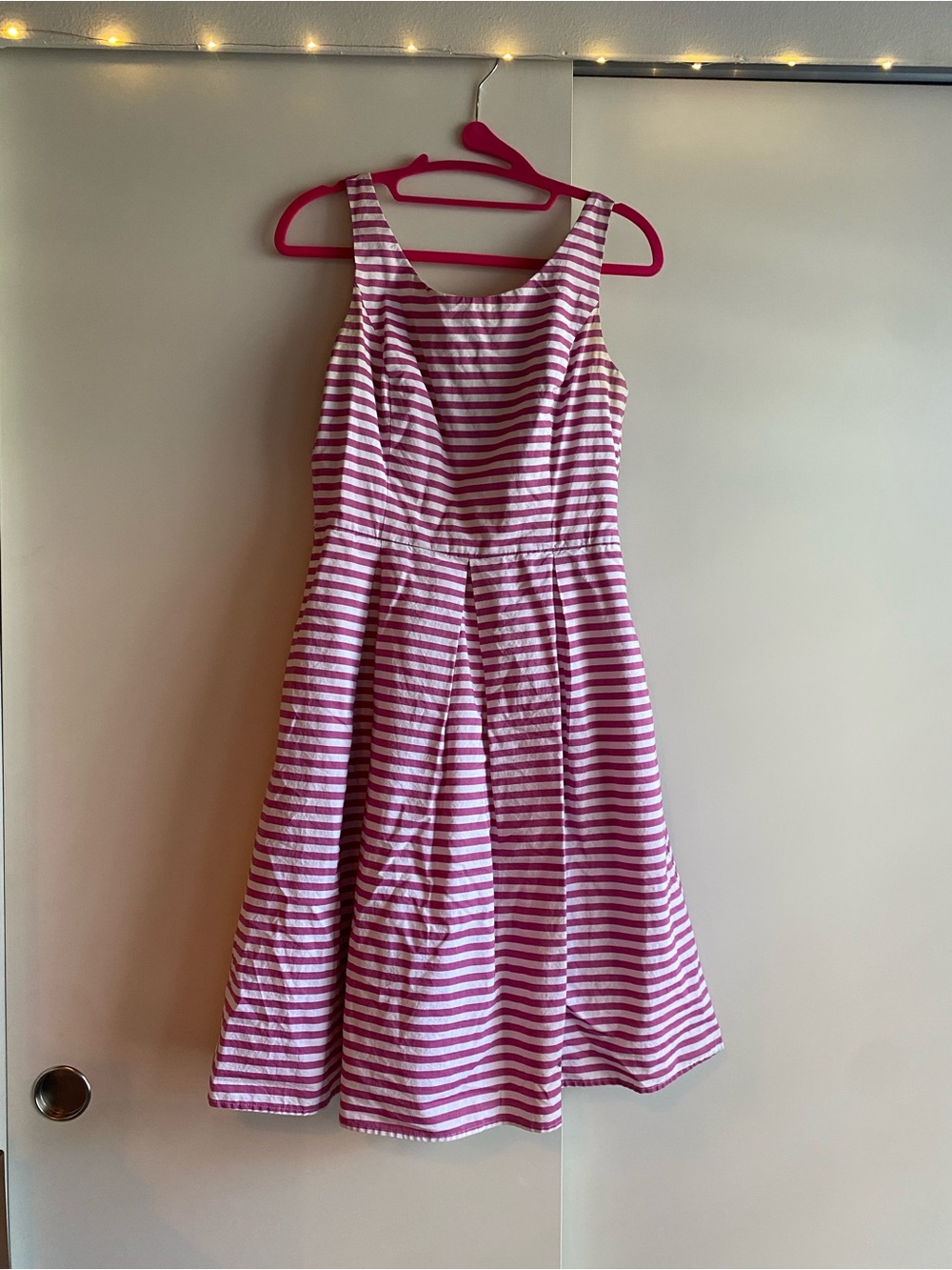 Jones New York Pink and White Striped Fit-and-Flare Dress | Size 6 | 100% Cotton